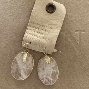 Anthropologie Gold and Cream Leaf Earrings